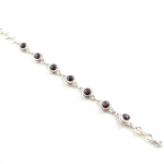 Maroon garnet cabochon gemstone sterling silver bracelet jewellery